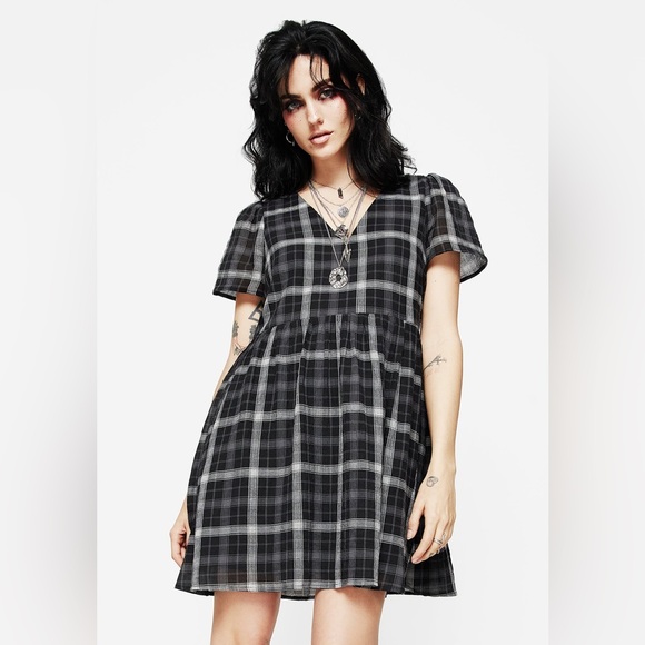 NWT Disturbia Dilemma Check Mini Smock Dress US 2 / UK 6 - Picture 3 of 8